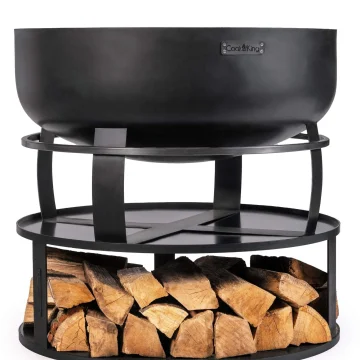 Kõrge ümar alus küttepuuriiuliga CookKing, 62–102 cm